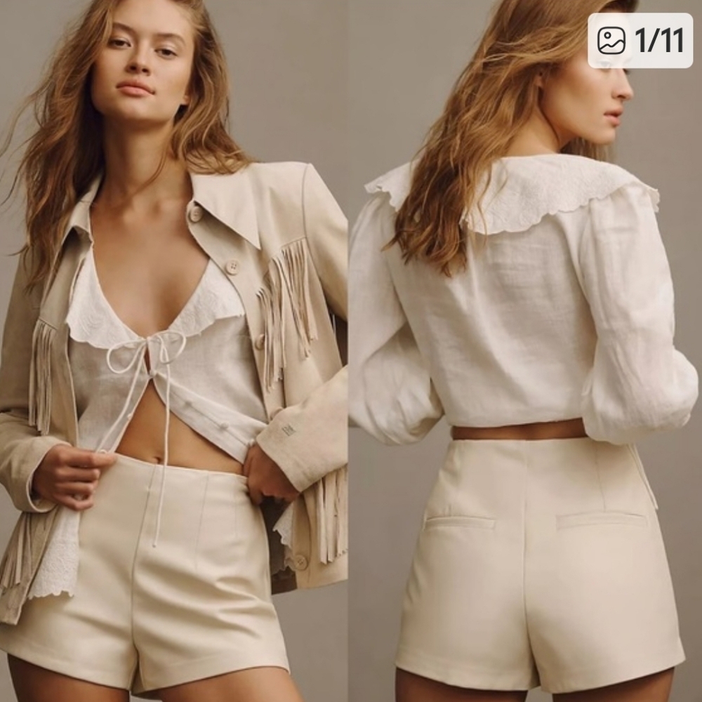 Anthropologie Maeve Faux Leather  tailored High Waist Women's Shorts Size 10 NEW